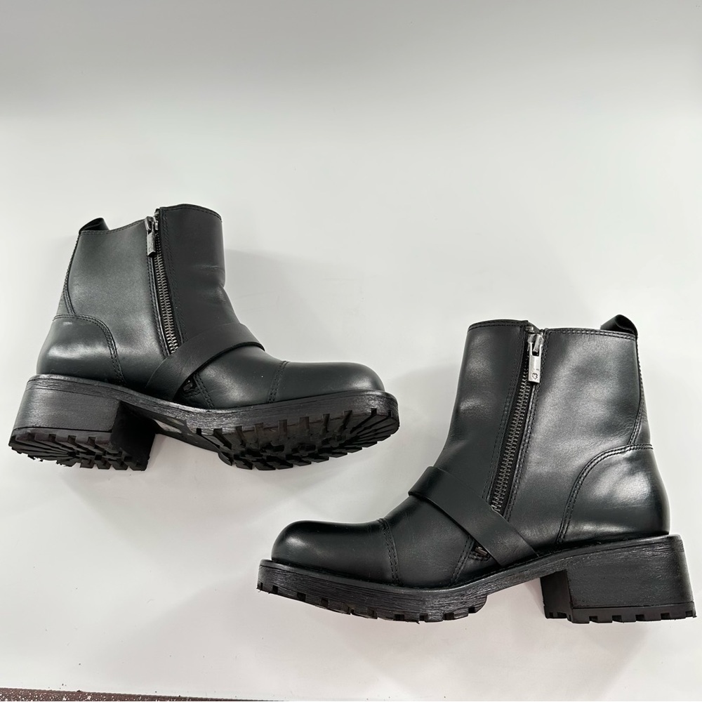 Lucky brand Ondalucia womens ankle booties size 7 37 leather moto biker boots - Picture 6 of 13